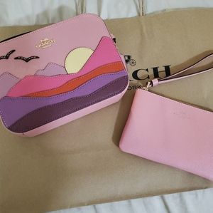 Coach purse with pink wristlet